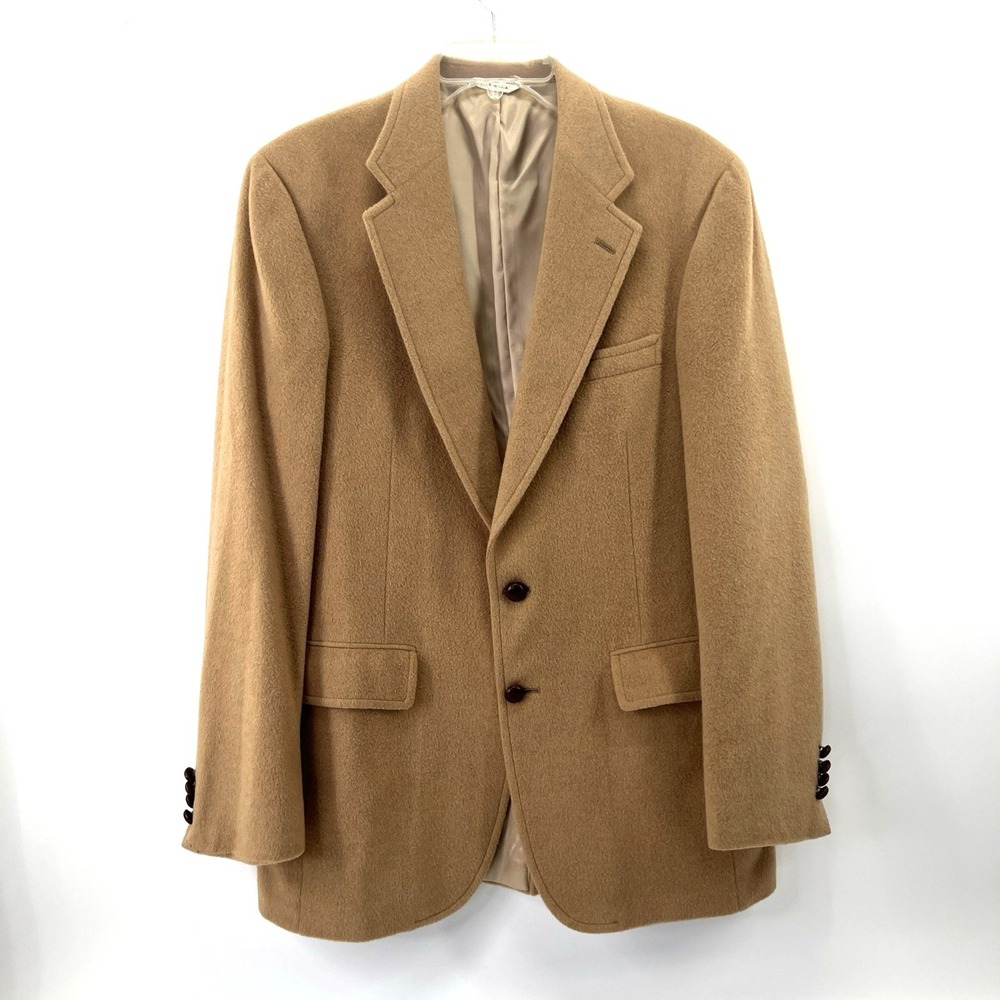 RARE VTG Chaps Ralph Lauren Camel Hair Blazer Sport Coat 42R USA Made Ivy League